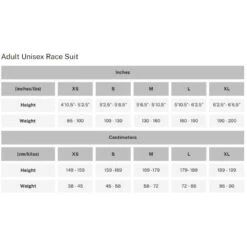 Arctica Adult Black Kat GS Race Suit -Turtle Fur Store Arcticaadultsizechart 1