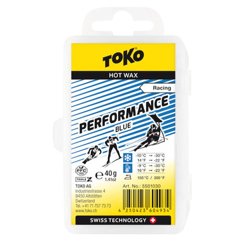 Toko Performance Ski And Snowboard Hot Wax 40g Blue - Fluoro Free 1 Toko Performance Ski And Snowboard Hot Wax 40g Blue - Fluoro Free