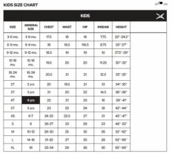 Arctix Reinforced Snow Pants - Kids -Turtle Fur Store arctixsizechartkids